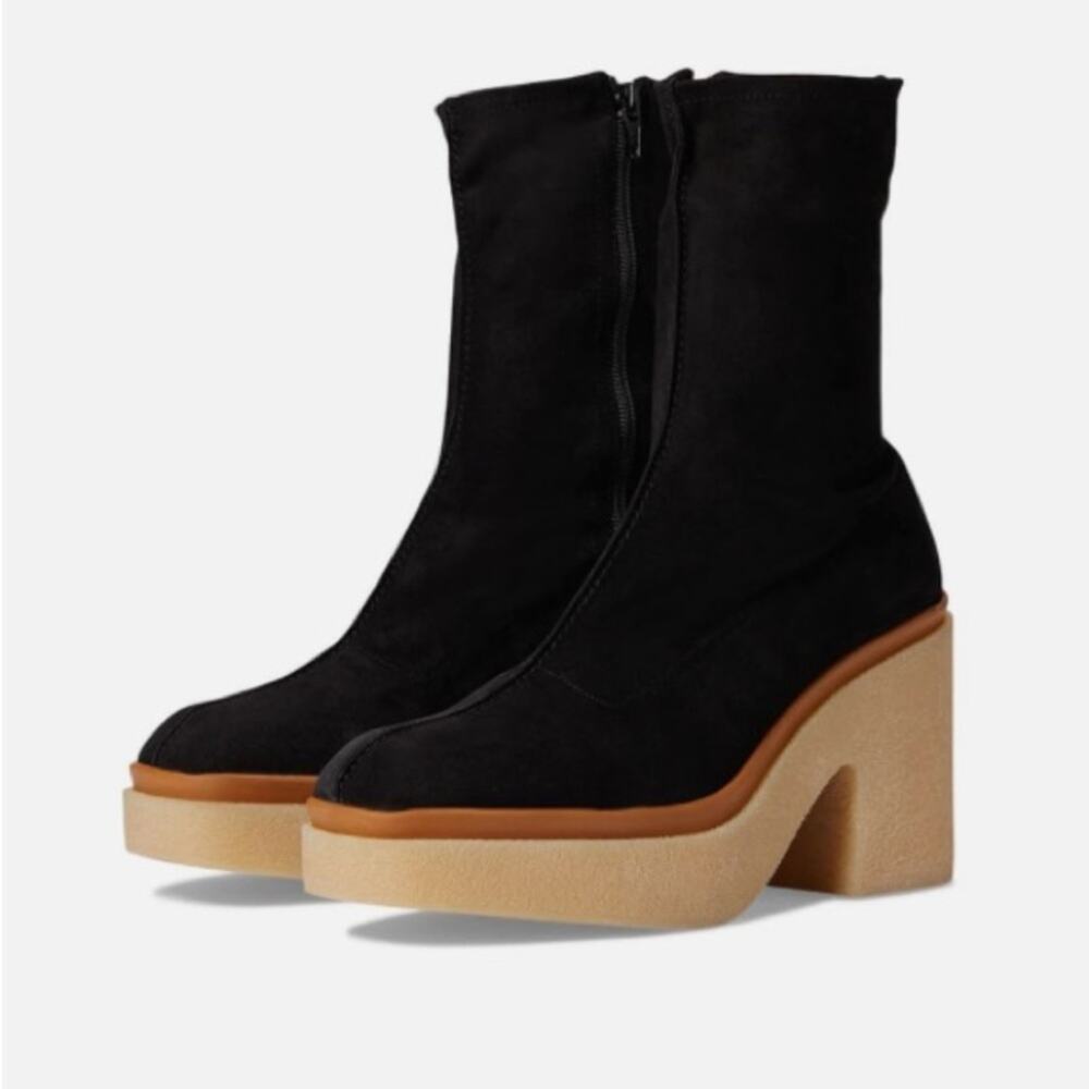 Free People Black Ankle Boots with Tan Platform